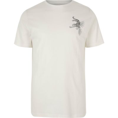 White panther print T-shirt